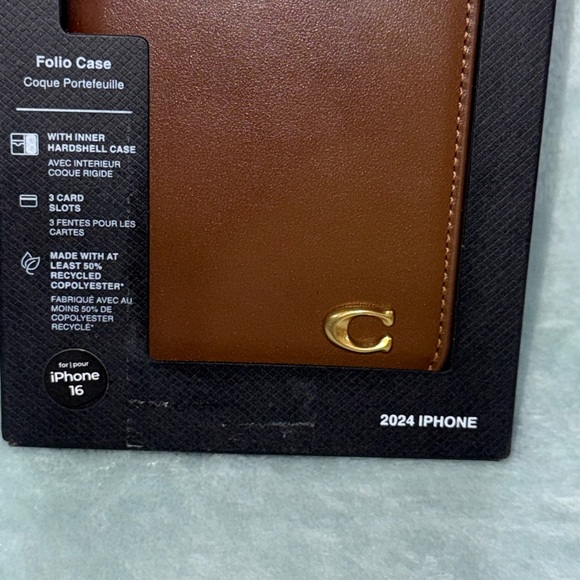 Coach Tan Folio Case with Gold Accent - Picture 15 of 16